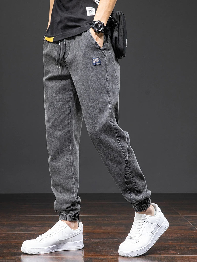 Spring Summer Black Blue Cargo Jeans Men Streetwear Denim Jogger Pants Men Baggy Harem Jean Trousers plus Size